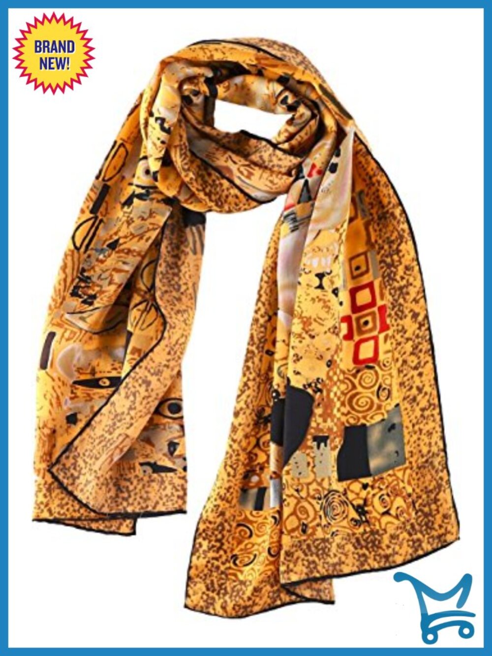 Luxury Long Charmeuse Silk Scarf Art Print Hand Rolled Hem